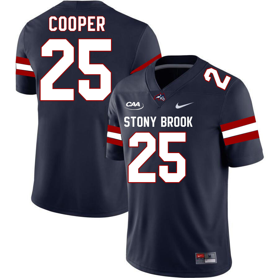 Stony Brook Seawolves #25 Sam Cooper College Football Jerseys Stitched-Navy